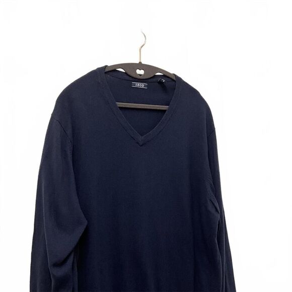Izod Men's Size XL Navy Blue V Neck Pullover Sweater Wool Acrylic Blend - Picture 3 of 7